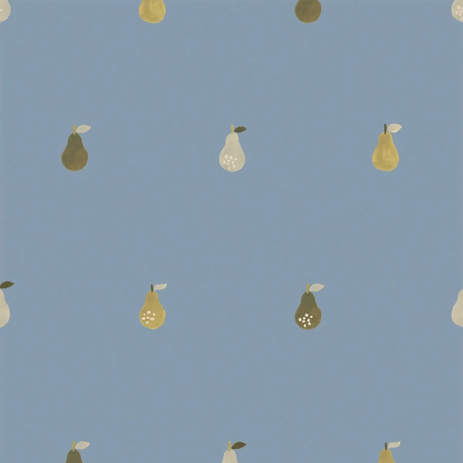 "Piglet in Bed Dusty Blue Pears Wallpaper – Premium Peel & Stick Wallpaper"