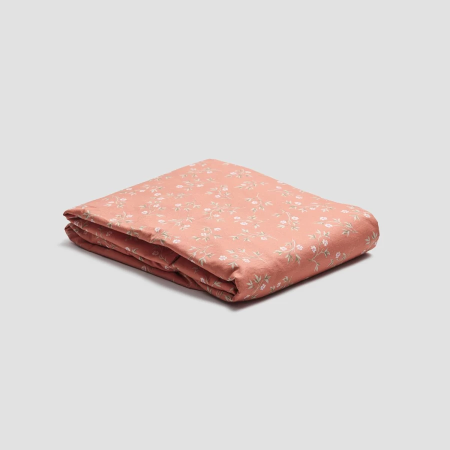 Piglet in Bed 100% Organic Cotton Apricot Floral Flat Sheet – Soft Luxury Bedding