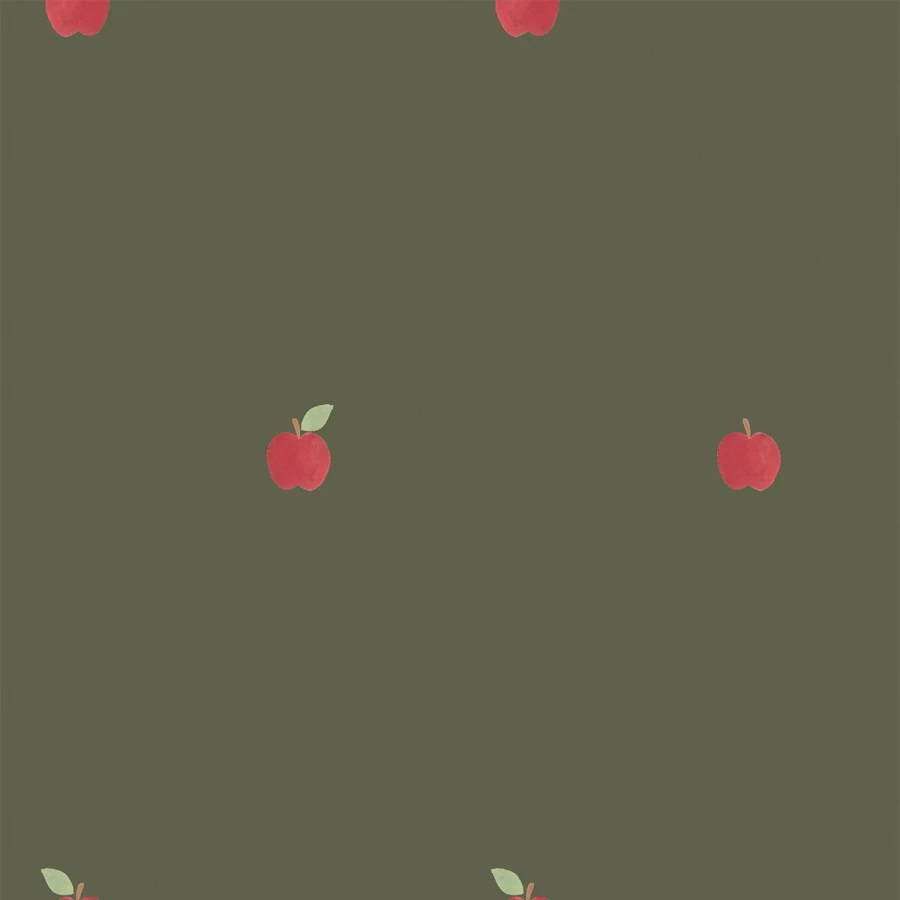 "Piglet in Bed Moss Apples Wallpaper – Botanical Green Peel and Stick Wallpaper"