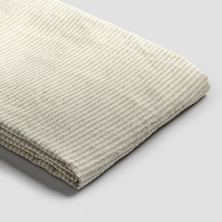Piglet in Bed 100% Linen Oatmeal Striped Duvet Cover Set – Breathable & Washed for Softness