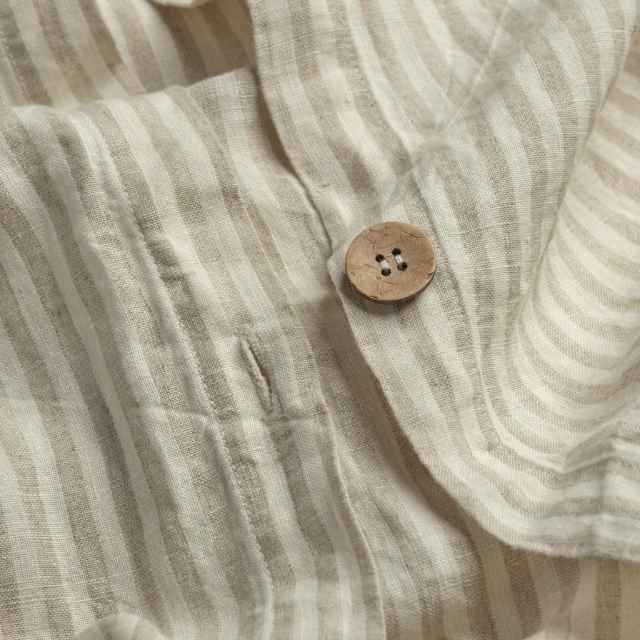 Piglet in Bed 100% Linen Oatmeal Striped Duvet Cover Set – Breathable & Washed for Softness