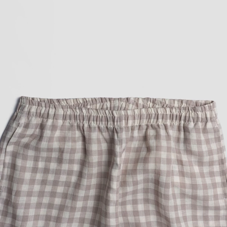 Piglet in Bed Mushroom Print Gingham Pyjama Pants for Women - Soft Cotton Sleep Trousers