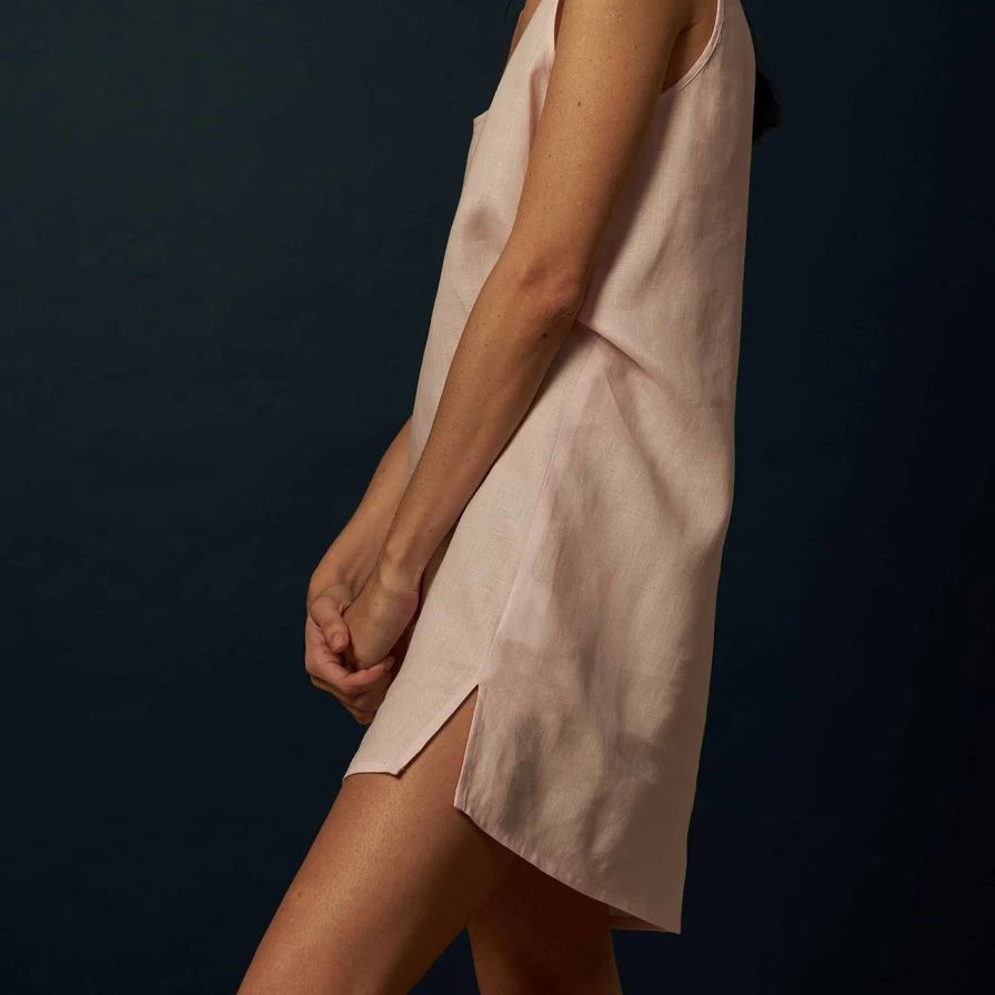 Piglet in Bed Blush Pink Linen Nightdress - Soft Organic Sleepwear for Women