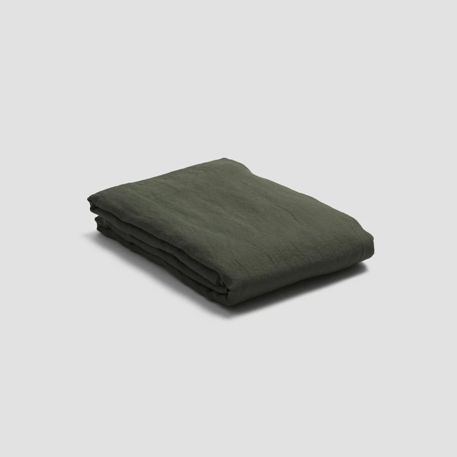 Piglet in Bed Fern Green 100% Linen Flat Sheet – Organic & Breathable Bedding