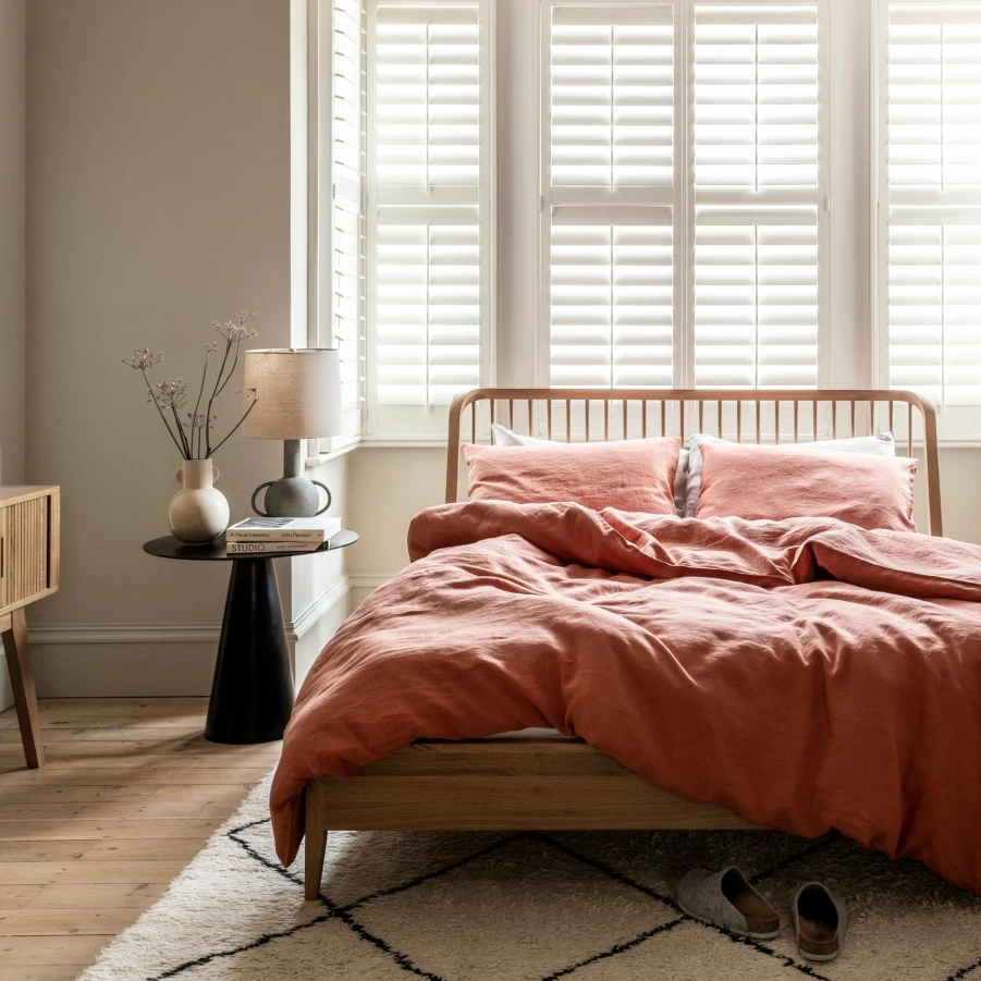 Piglet in Bed Burnt Orange 100% Linen Duvet Cover Set - Breathable & Soft Washed Bedding