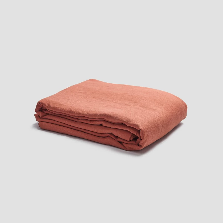Piglet in Bed Burnt Orange 100% Linen Duvet Cover Set - Breathable & Soft Washed Bedding