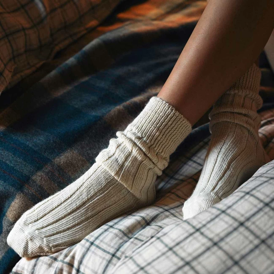 "Piglet in Bed Ecru Alpaca Wool Bed Socks for Warmth & Comfort"