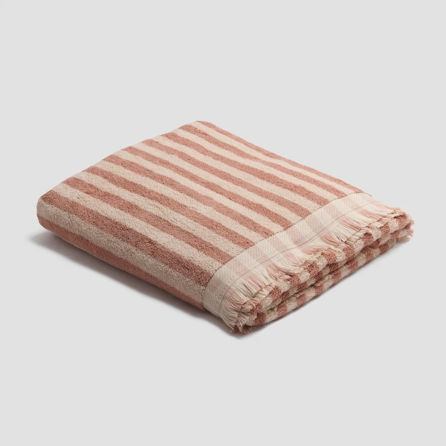Piglet in Bed Sand Shell Stripe 100% Cotton Bath Towel - Large Luxury Beach Towel