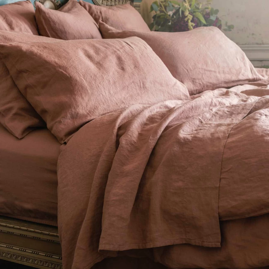 Piglet in Bed 100% Organic Linen Flat Sheet – Soft, Breathable & Warm Clay Color