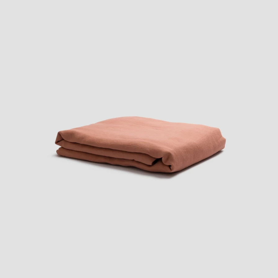 Piglet in Bed 100% Organic Linen Flat Sheet – Soft, Breathable & Warm Clay Color