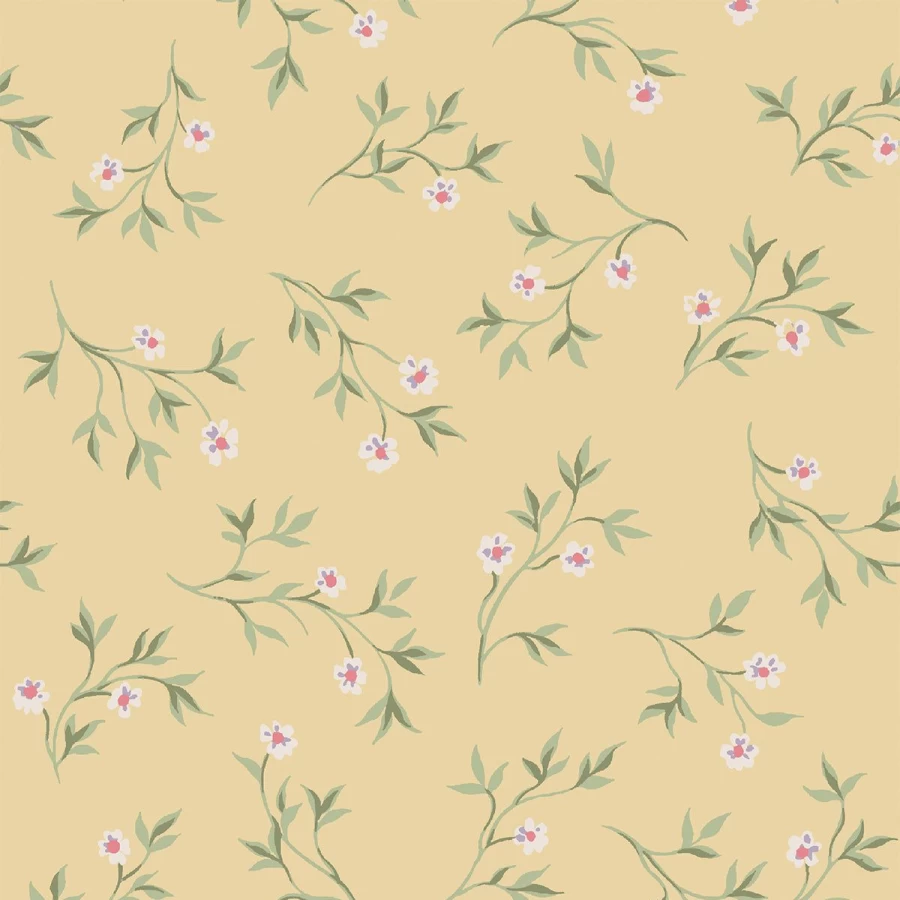 "Piglet in Bed Chamomile Yellow Floral Spring Wallpaper for Home Decor"