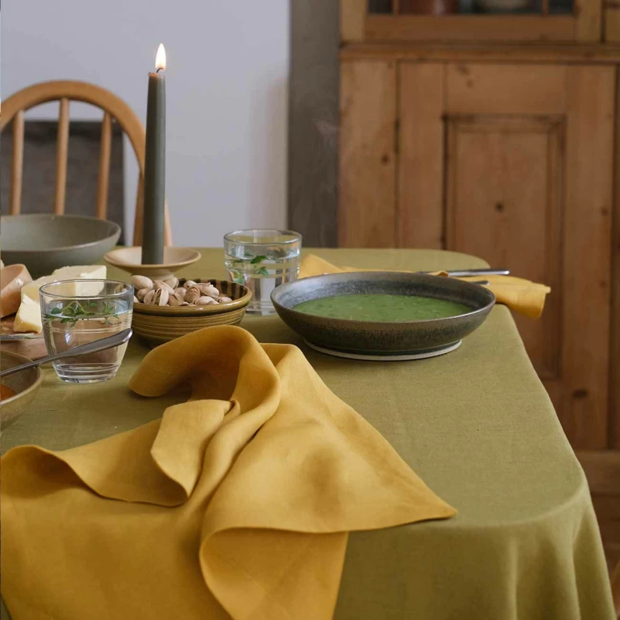 Piglet in Bed 100% Linen Honey-Colored Napkins - Set of 4 Reusable Eco-Friendly Table Linens