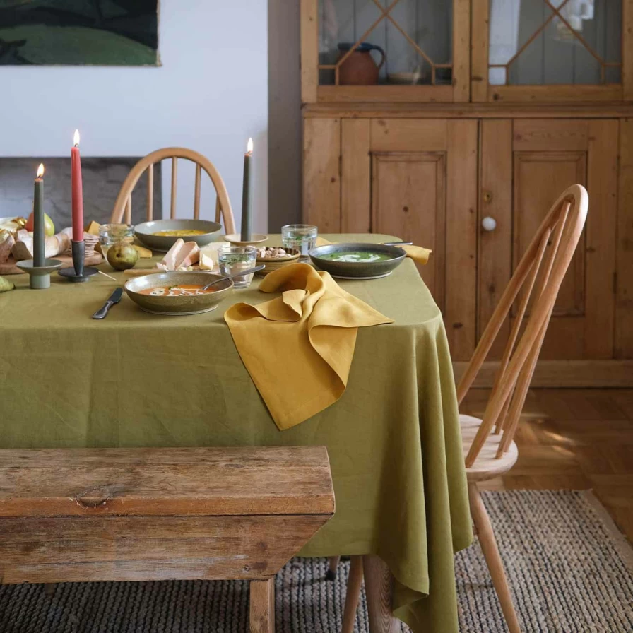 Piglet in Bed 100% Linen Honey-Colored Napkins - Set of 4 Reusable Eco-Friendly Table Linens