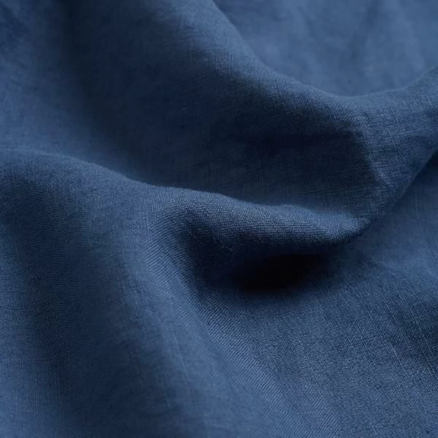 Piglet in Bed 100% Organic Linen Fitted Sheet - Breathable Blueberry Blue Bedding for Deep Pocket Mattresses