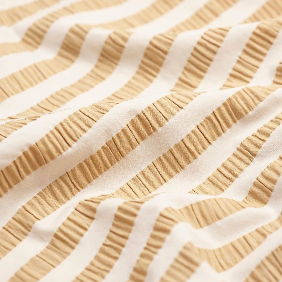 Piglet in Bed Ochre Striped Seersucker Cotton Duvet Cover Set - Soft & Breathable Bedding