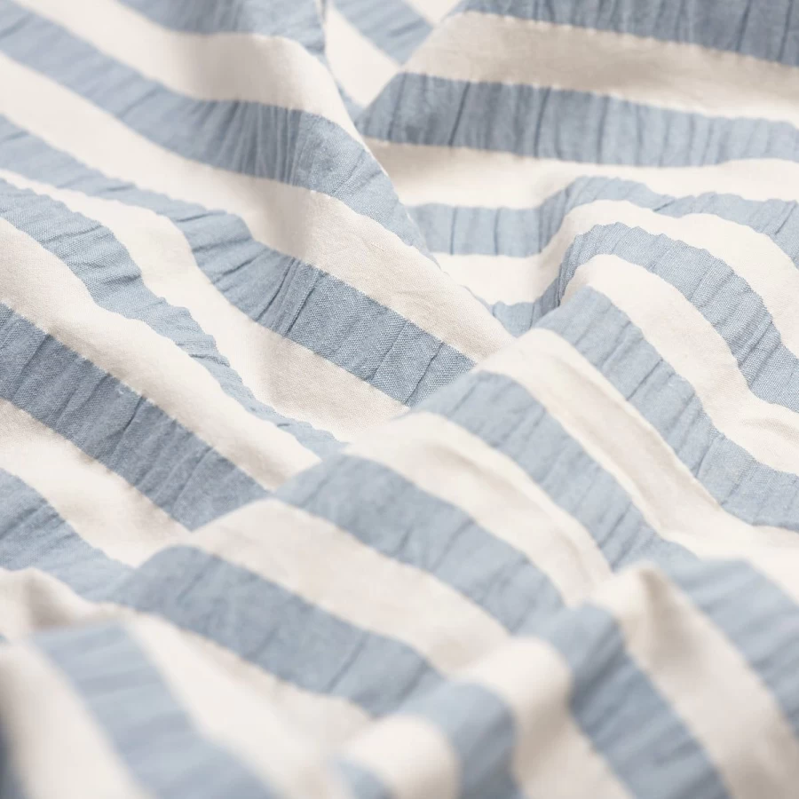 Piglet in Bed Blue Striped Seersucker Duvet Cover - Soft Cotton Bedding for a Cozy Sleep