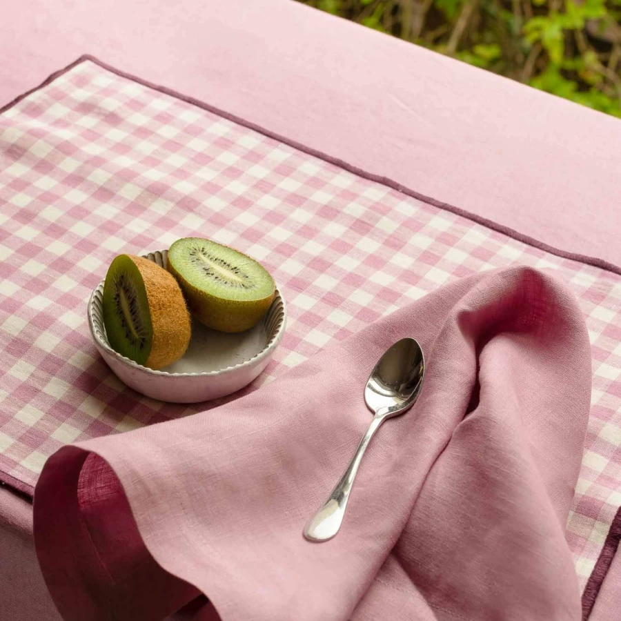 Piglet in Bed 100% Linen Napkins Set of 4 - Rustic Raspberry Table Linens for Dining