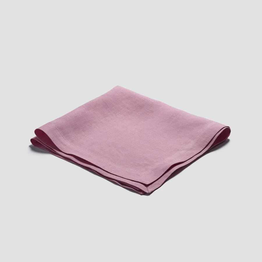 Piglet in Bed 100% Linen Napkins Set of 4 - Rustic Raspberry Table Linens for Dining