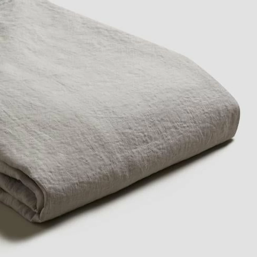 Piglet in Bed Dove Grey 100% Linen Flat Sheet – Premium Soft Bedding