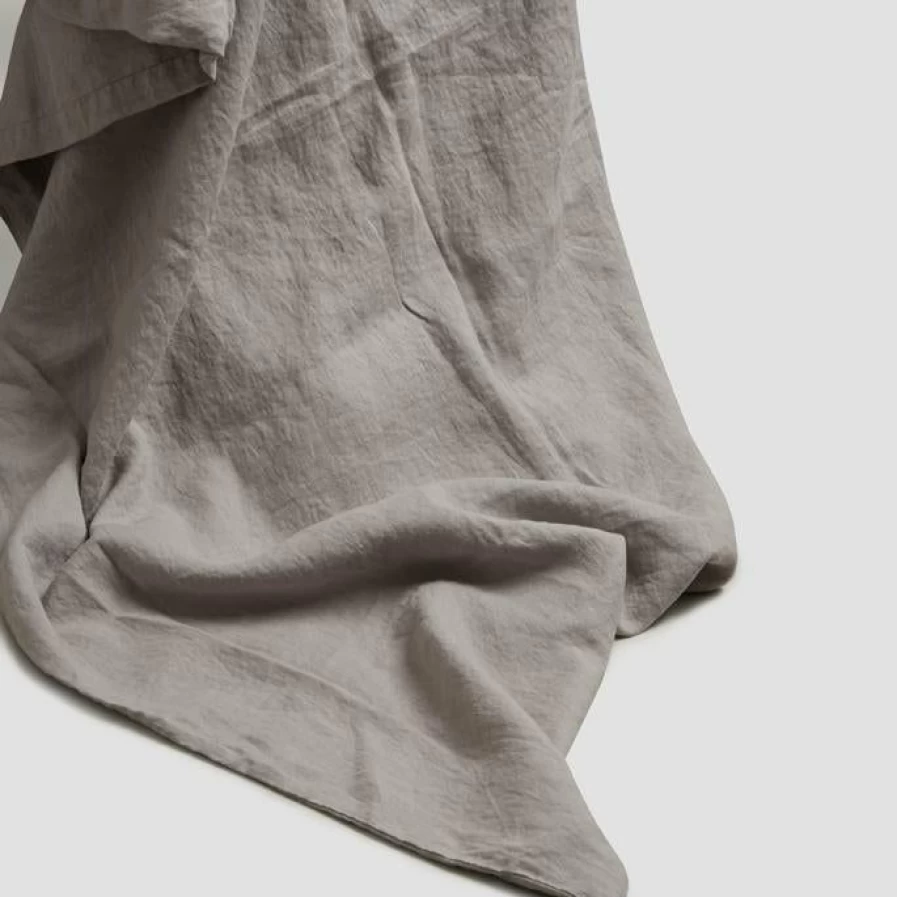 Piglet in Bed Dove Grey 100% Linen Flat Sheet – Premium Soft Bedding