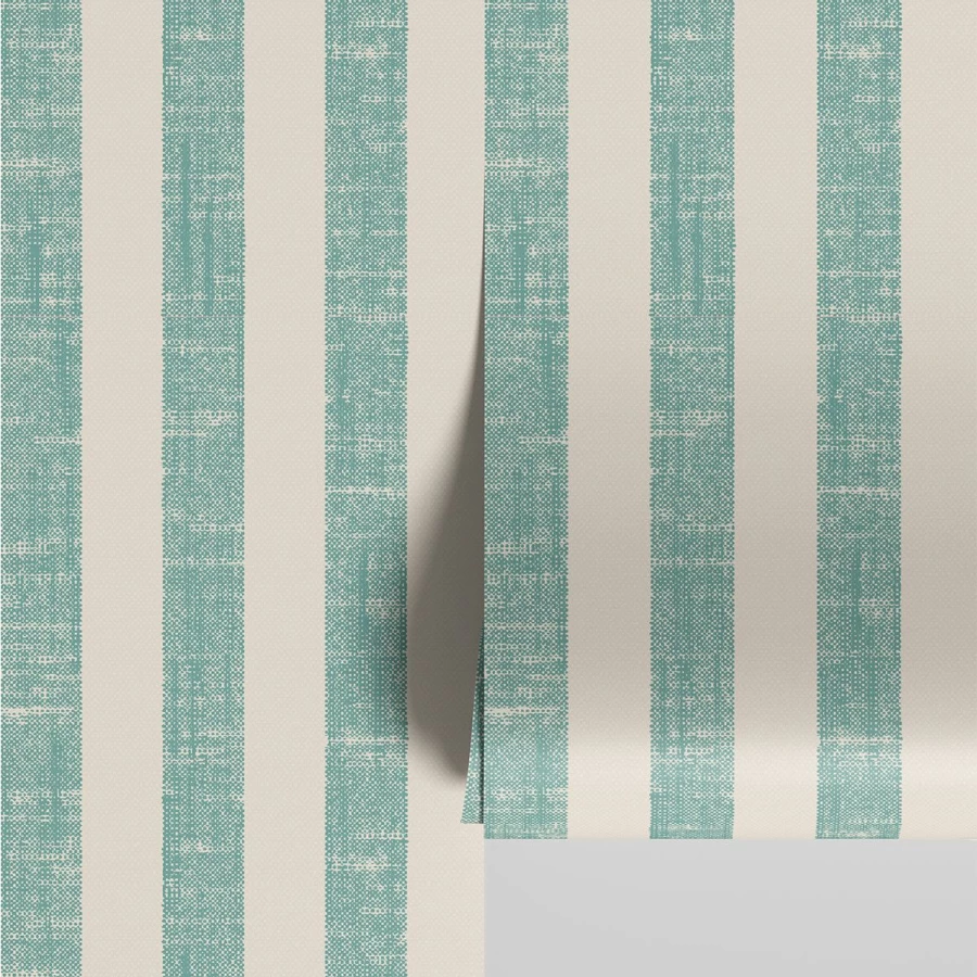 "Piglet in Bed Wasabi Green Pembroke Stripe Wallpaper – Premium Textured Wall Covering"