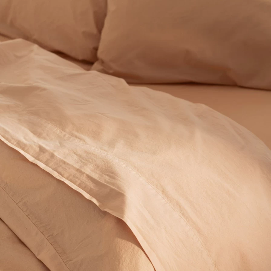 Piglet in Bed 100% Washed Cotton Percale Flat Sheet - Sun Baked Color - Luxurious & Breathable Bedding