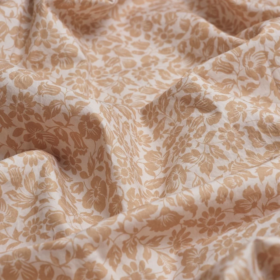 Piglet in Bed Butterscotch Floral Printed Cotton Fitted Sheet - Meadow Design