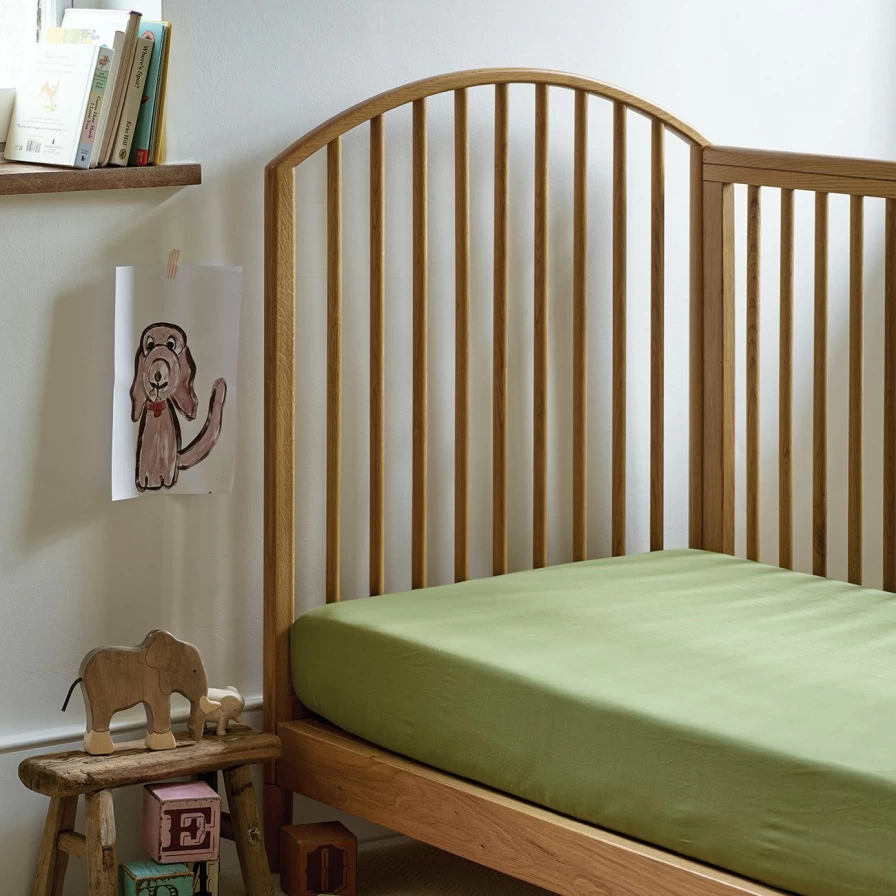 Piglet in Bed Organic Cotton Fitted Sheet for Kids - Soft Pear Design