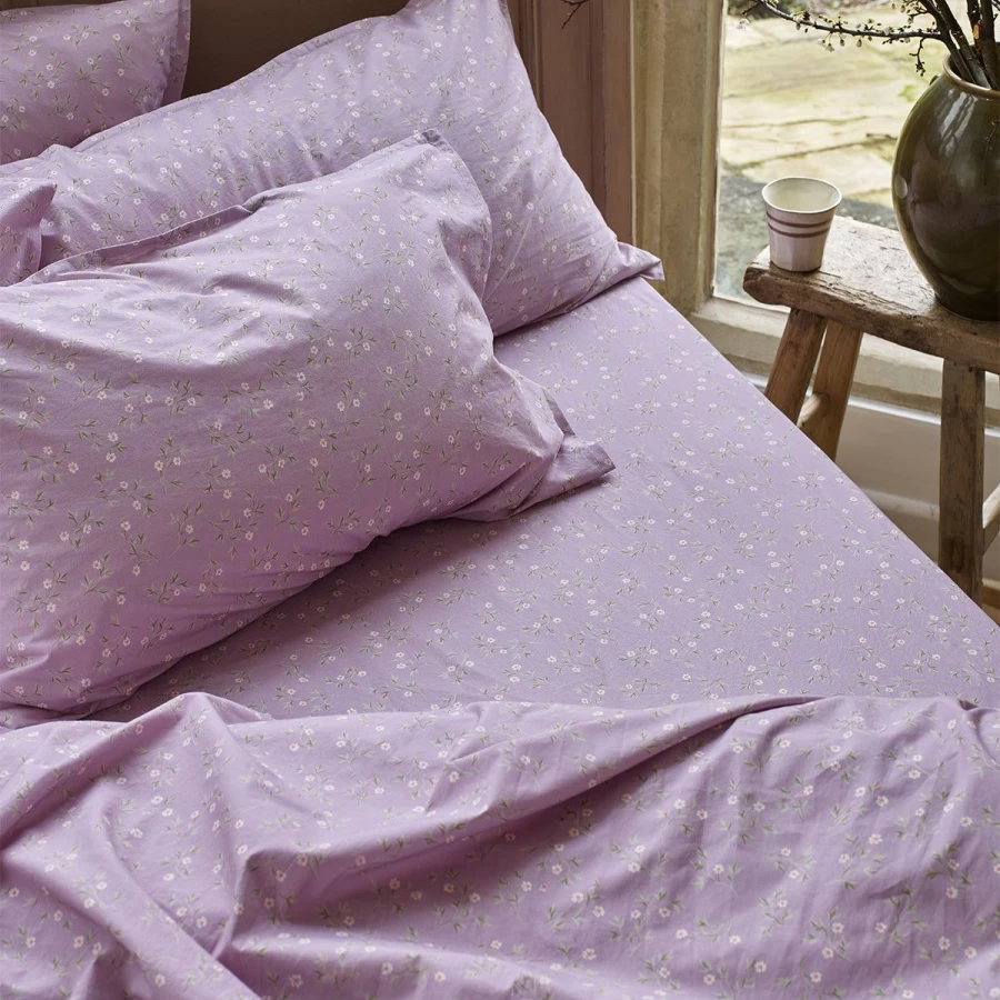 Piglet in Bed Lupin Floral 100% Cotton Fitted Sheet - Premium Soft Bedding for Comfortable Sleep