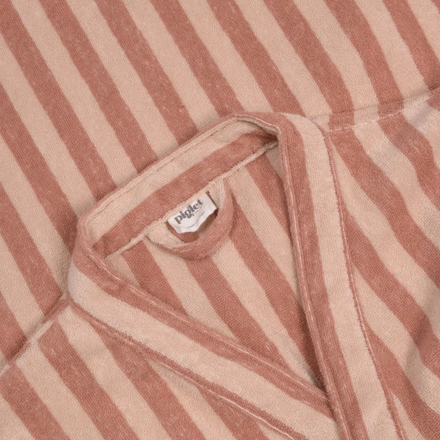 Piglet in Bed Sand Shell Pembroke Stripe 100% Cotton Robe for Women & Men
