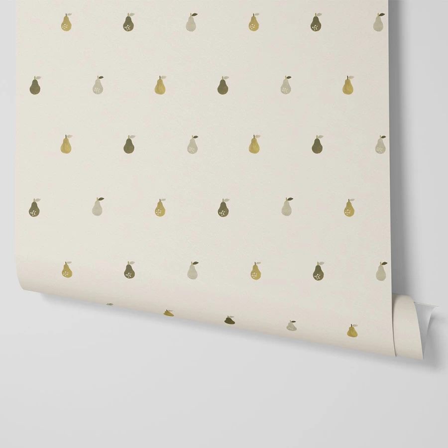 "Piglet in Bed Cream Pears Wallpaper – Vintage Floral Peel & Stick Wallpaper"