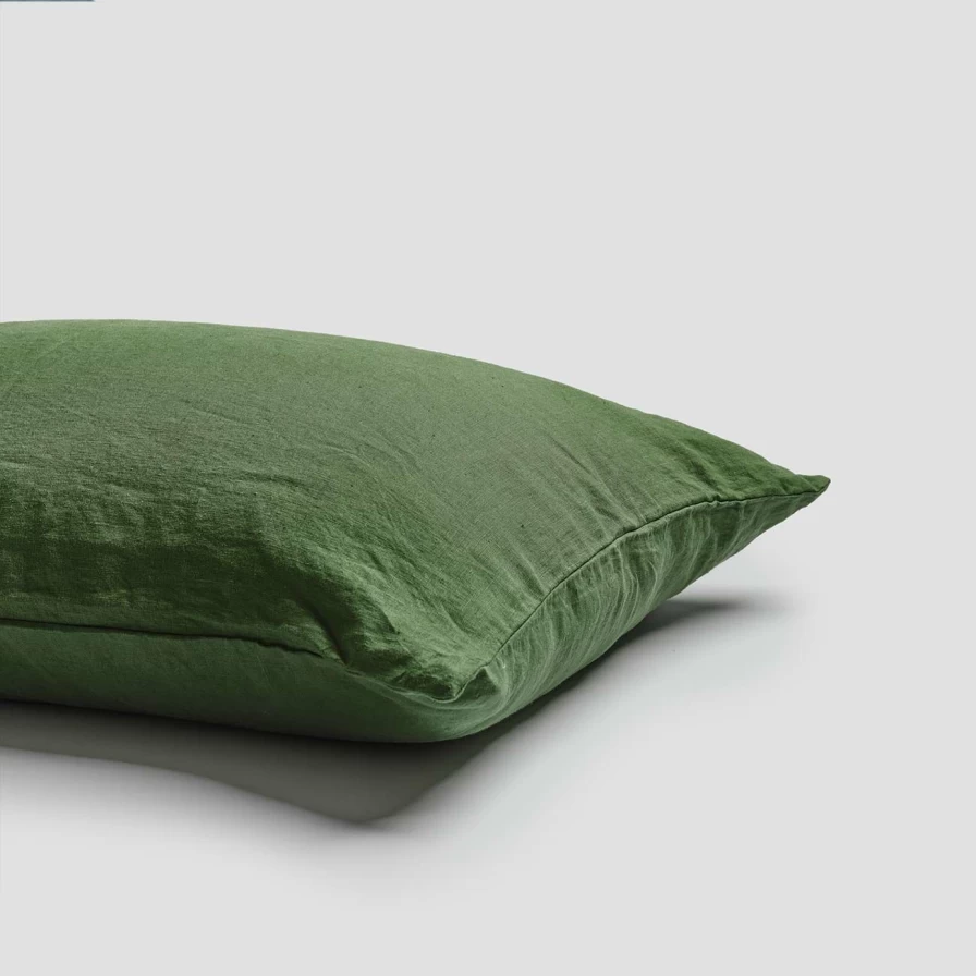 Piglet in Bed Forest Green 100% Linen Pillowcase Set of 2 - Organic Relaxing Bedding