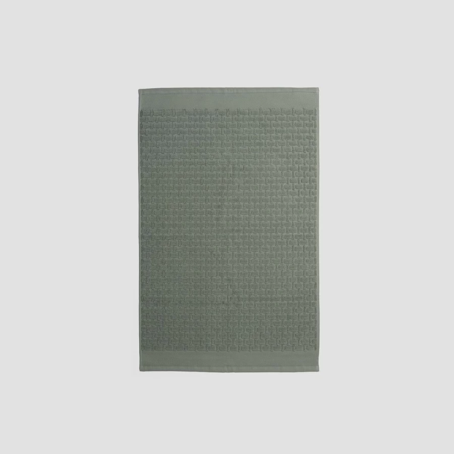 Piglet in Bed Ash Green Basketweave Cotton Bath Mat - Soft, Absorbent, Eco-Friendly