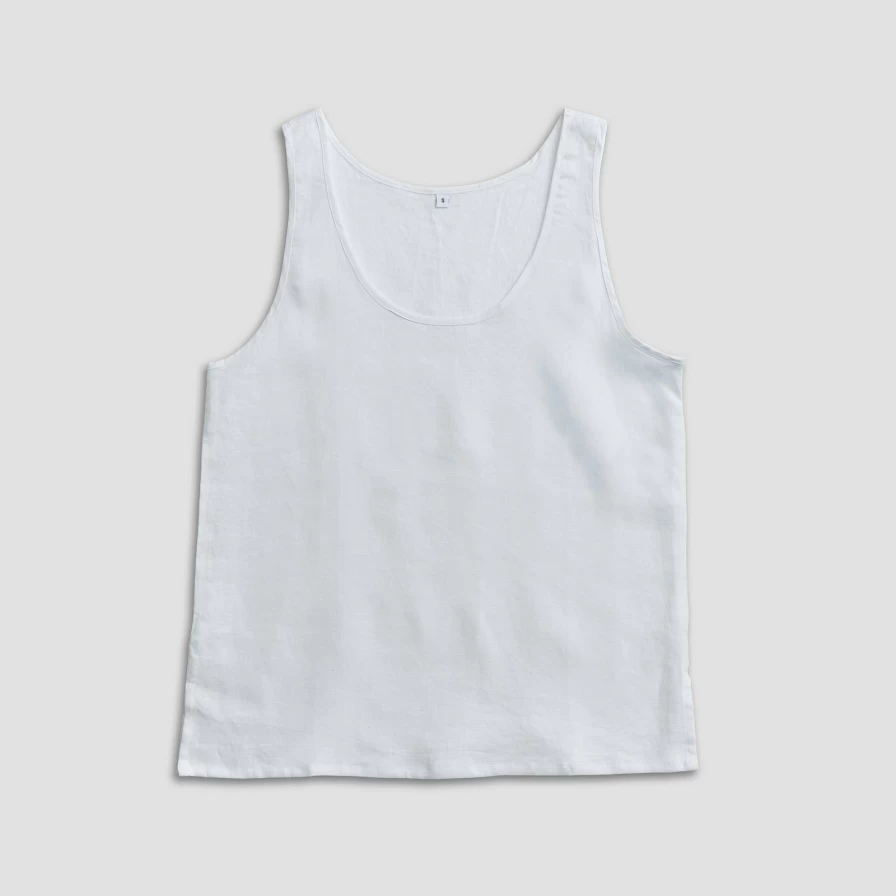 Piglet in Bed Women's White Linen Cami Top - Breathable Summer Tank