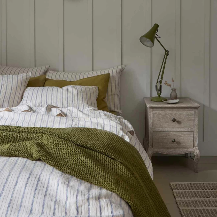 Piglet in Bed Dusk Blue Striped Linen Pillowcase Set - 2 Pack, Soft & Breathable