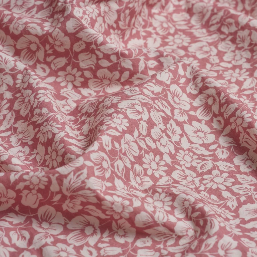 Piglet in Bed Red Dune Meadow Floral Printed 100% Cotton Flat Sheet - Soft & Breathable Bedding