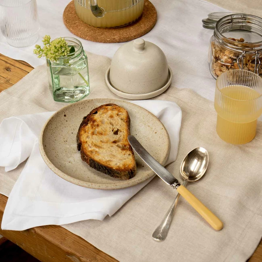 Piglet in Bed Organic Oatmeal Linen Placemats - Set of 4 Reversible Table Mats for Dining & Decor