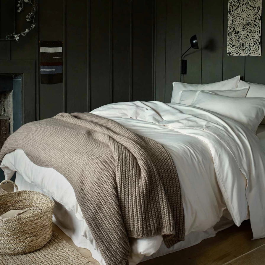 Piglet in Bed Alabaster Brushed Cotton Duvet Cover Set - Soft Luxury Bedding