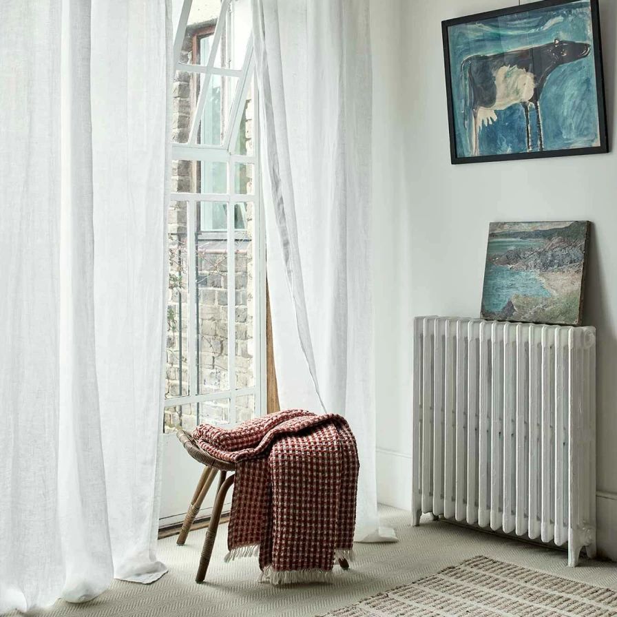 Piglet in Bed White Linen Curtains Pair - Premium 100% Linen Drapes for Living Room & Bedroom