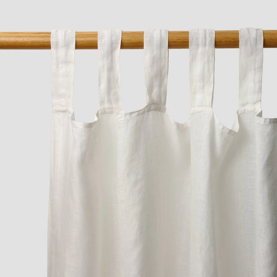 Piglet in Bed White Linen Curtains Pair - Premium 100% Linen Drapes for Living Room & Bedroom