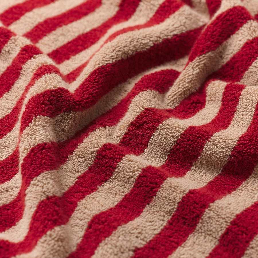 Piglet in Bed Red Sandstone Striped Cotton Hand Towel - Soft & Absorbent Bathroom Towel