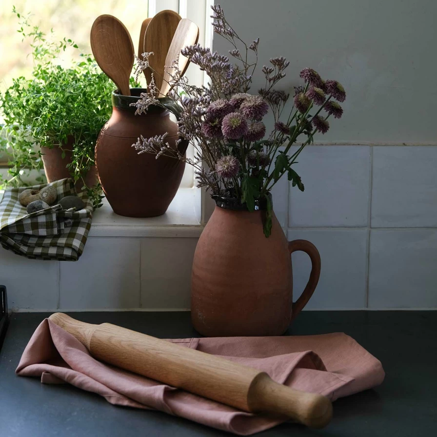 Piglet in Bed Wooden Rolling Pin - Fryth Design Baking Pastry Dough Roller