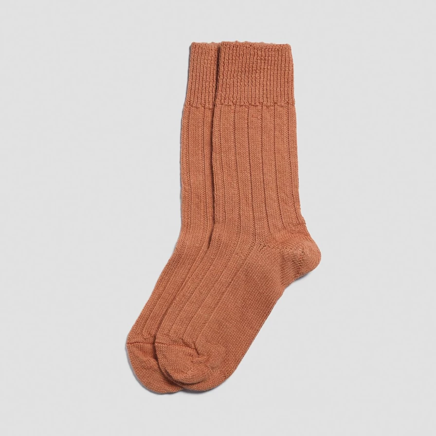 Piglet in Bed Burnt Orange Alpaca Wool Bed Socks for Warmth and Comfort