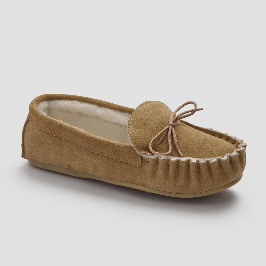Piglet in Bed Men's Genuine Sheepskin Moccasin Slippers – Comfortable Indoor/Outdoor House Shoes