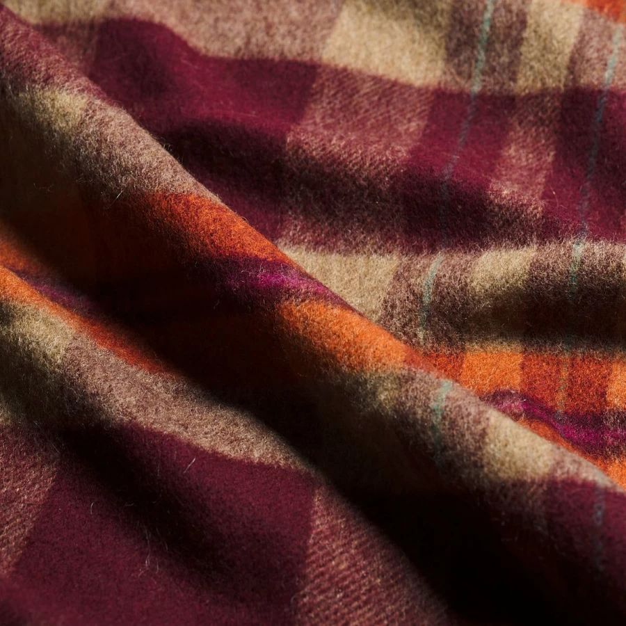 Piglet in Bed Berry Check Wool Blanket – Cozy Cabin-Style Throw for Winter Warmth