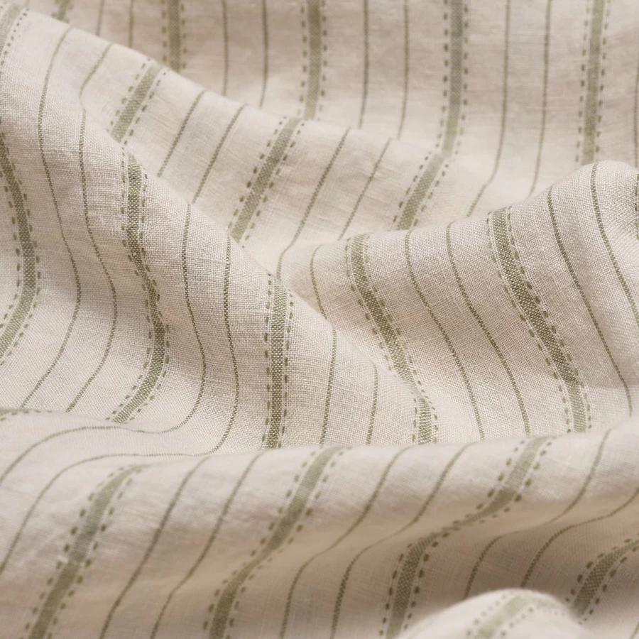 Piglet in Bed 100% Linen Flat Sheet - Pear Ticking Stripe - Breathable & Soft Bedding