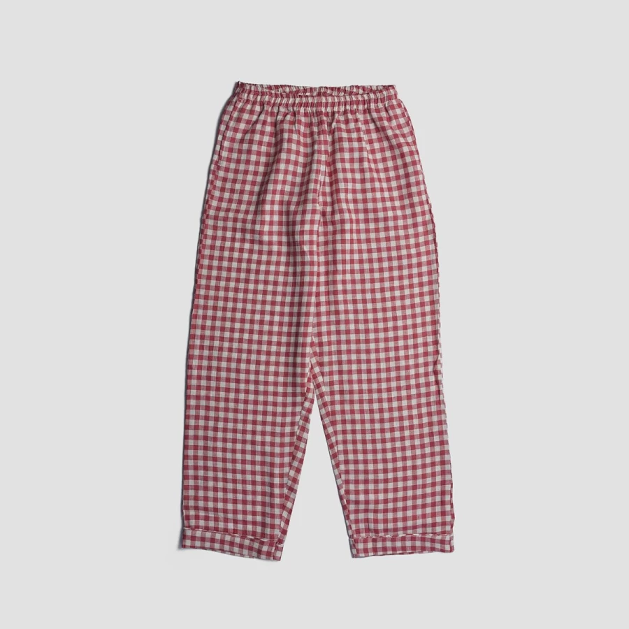 Piglet in Bed Women's Mineral Red Gingham Check Cotton Pyjama Trousers