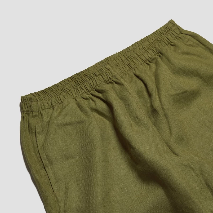 Piglet in Bed Men's Moss Green Linen Pajama Pants - Comfortable Sleepwear