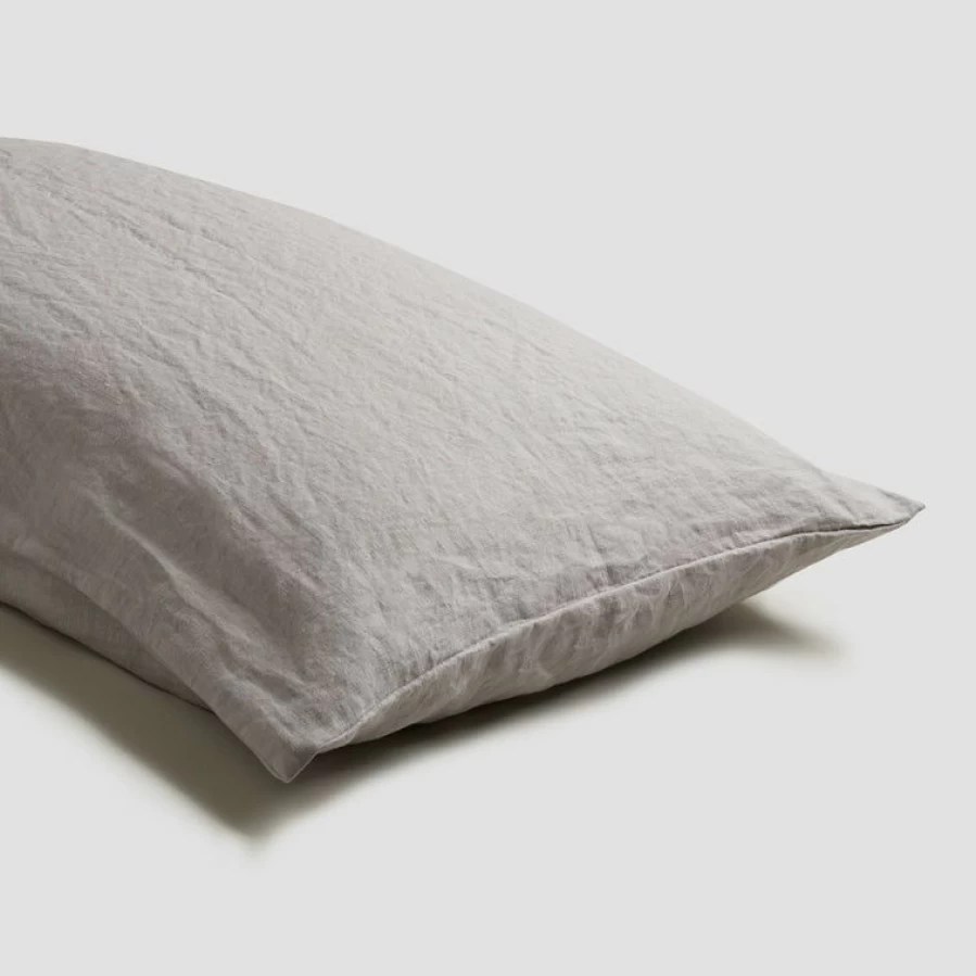Piglet in Bed Dove Grey Linen Pillowcase Pair - 100% Organic French Flax