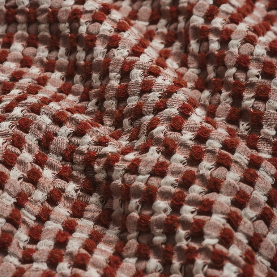 Piglet in Bed Handwoven Cinnamon Waffle Knit Throw Blanket - Cozy Textured Bedspread for Home Decor